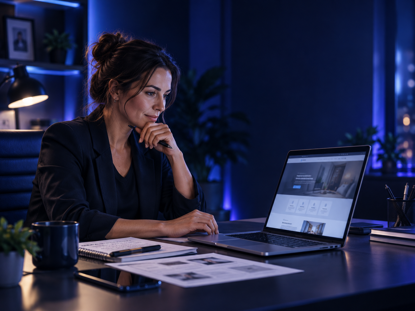 Small business owner reviewing a website and enquiry journey on a laptop